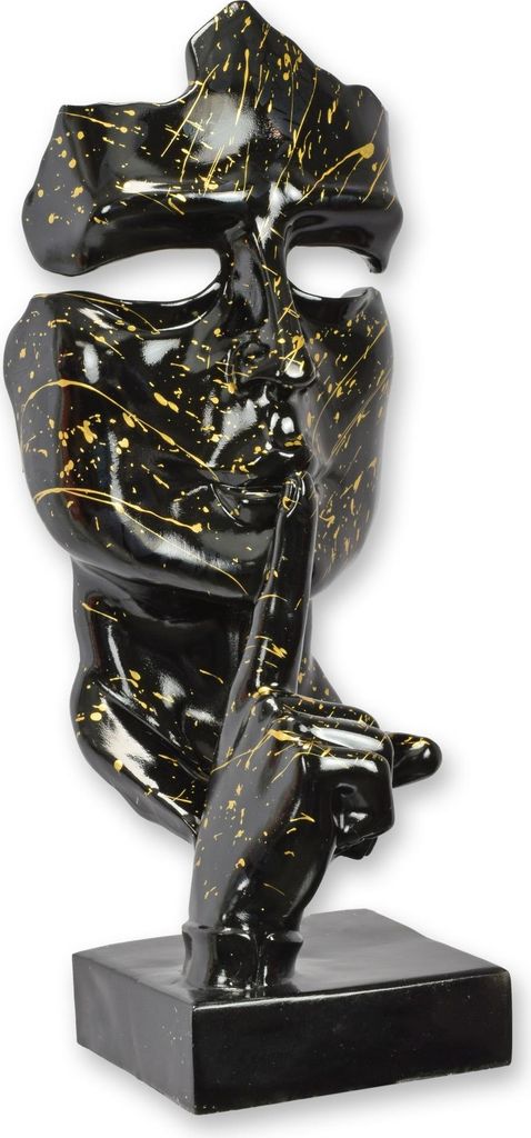 Maske aus Harz „Sprich kein Böses“ – Schwarzgold Replikat Retro Design Dekoration