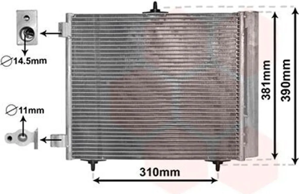 Condenseur Van Wezel avec déshydrateur pour Citroën C2 et C3