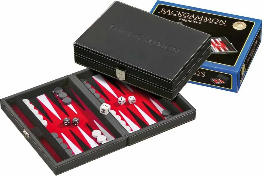 Backgammon Philos Tinos Rouge - Plateau Compact Gain de Place Haute Qualité