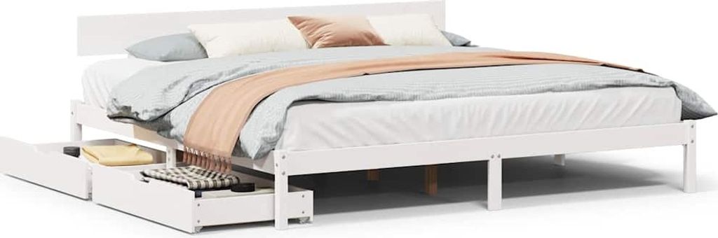 vidaXL Massivholzbett ohne Matratze Weiß 200x200 cm Kiefernholz