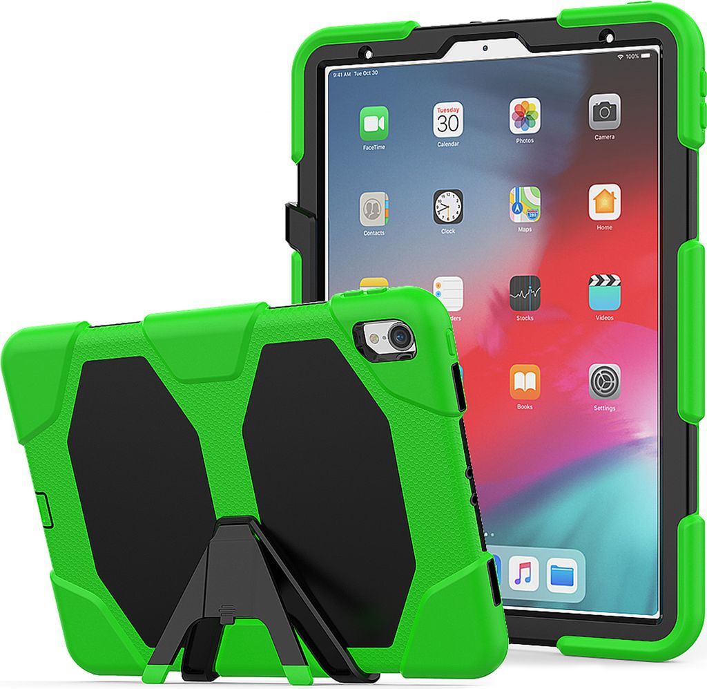 3in1 Cover für Apple iPad Pro 11 (2018) 11 Zoll Extrem Schutz mit Display Folie + Stativ Grün