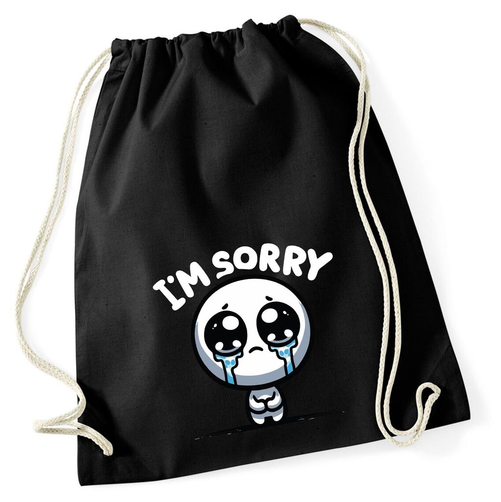 Huuraa Turnbeutel I'm sorry weinendes Männchen 12 Liter Black Baumwolle Rucksack Geschenkidee
