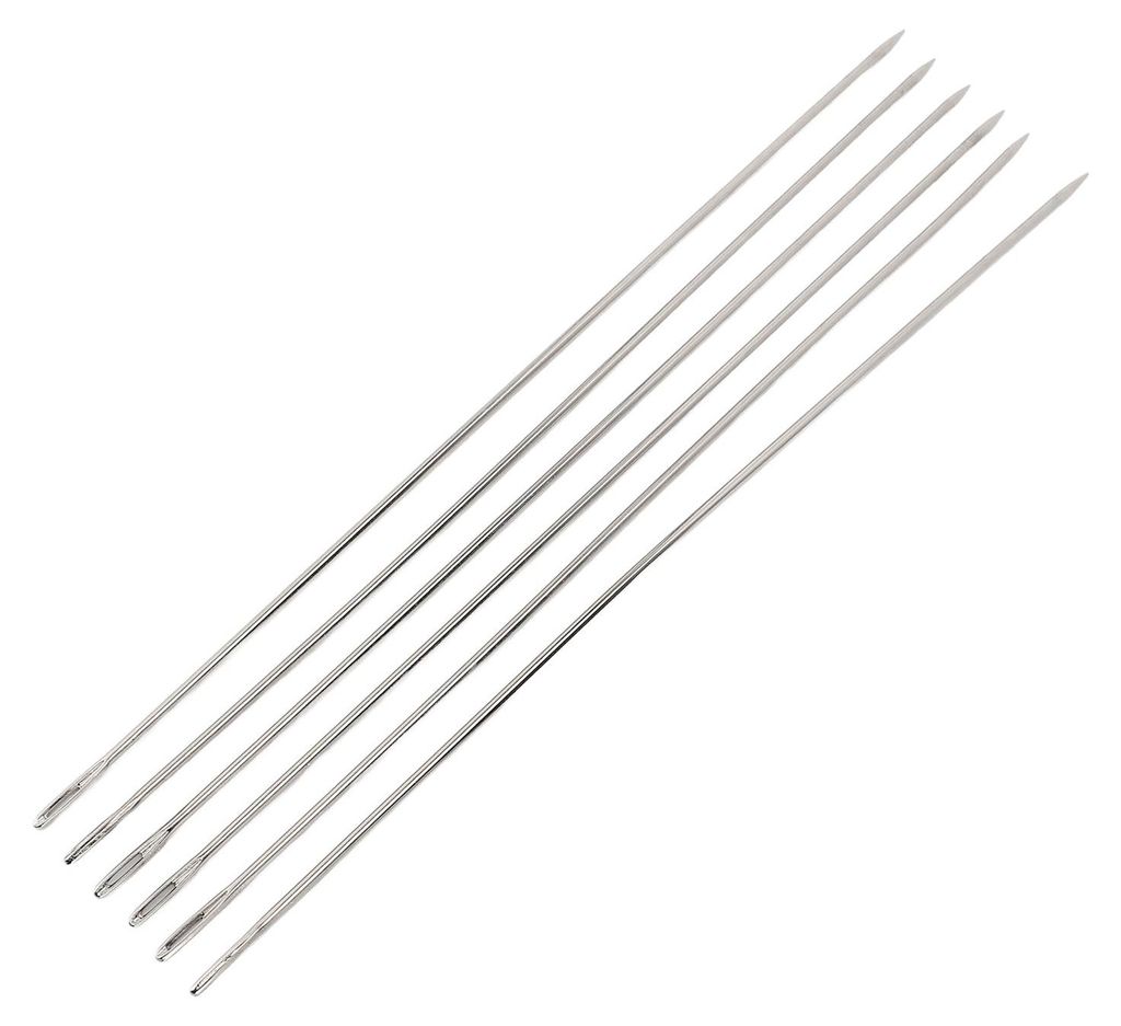 6-teiliges Handnähnadel-Set aus Edelstahl mit großem Öhr, Set für die Herstellung von Lederstoffen, 30 cm lang und 0,3 cm dick