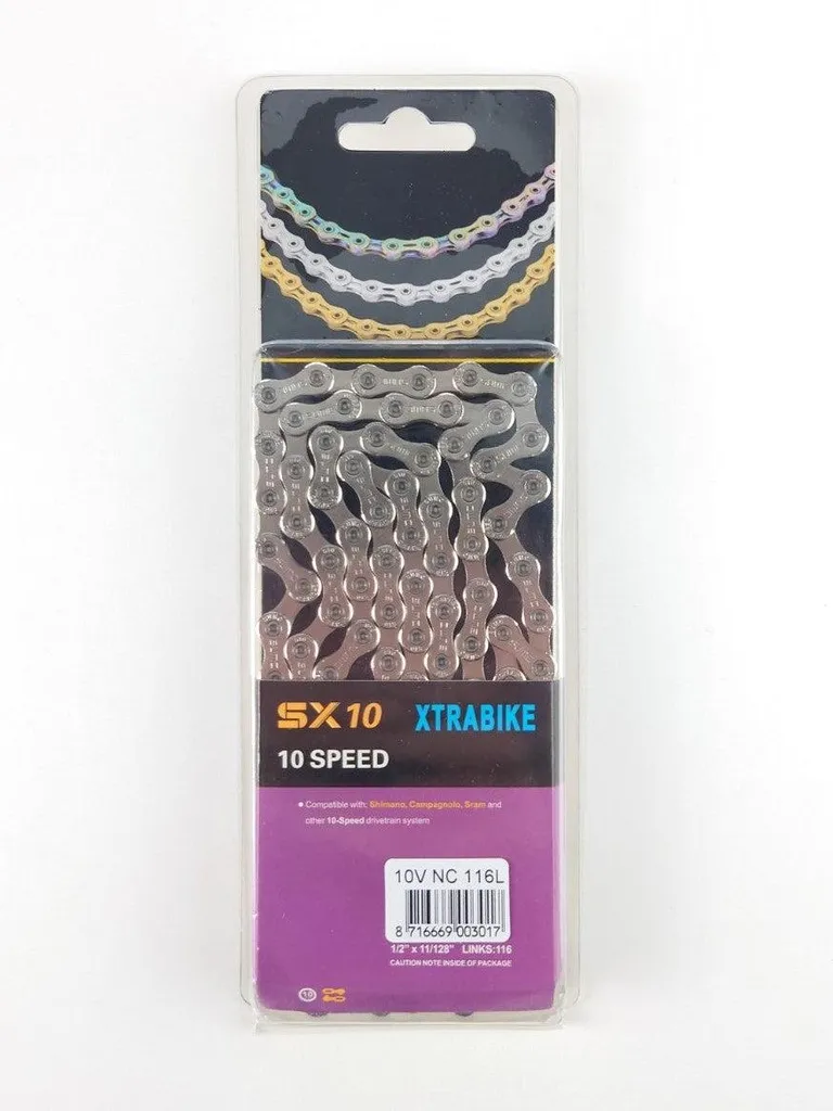 Collier Xtrabike 10V NC 116L : Chaîne de Vélo Haute Résistance 116 Maillons