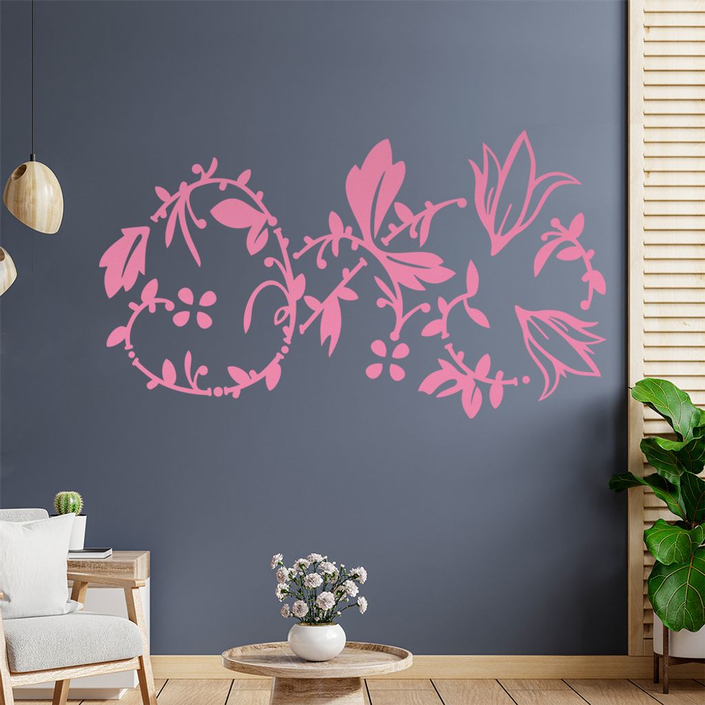 Blumenranke - Linien Wandtattoo in 6 Größen - Wandaufkleber Wall Sticker - Dekoration, Küche, Wohnzimmer, Schlafzimmer, Badezimmer