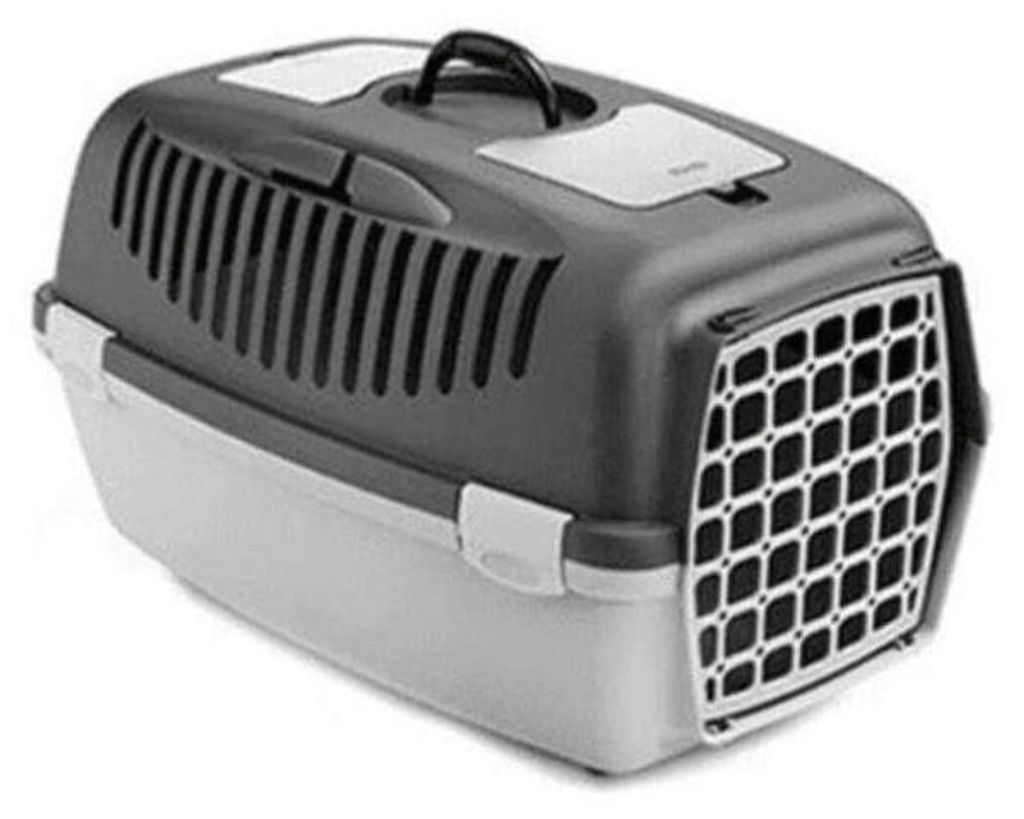 Stefanplast Transportbox Gulliver 2 mit Kunststofftür für Katzen und kleine Hunde 55 x 36 x 35 cm Grau
