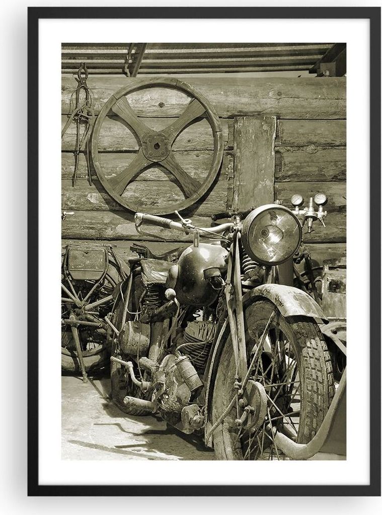 Gerahmtes Poster - Schwarzer Rahmen - Werkstatt Motor - 50x70 cm - Wand Bild - Wanddeko - Wandbilder - Kunstposter - Wandposter - Bilderrahmen - Bi...