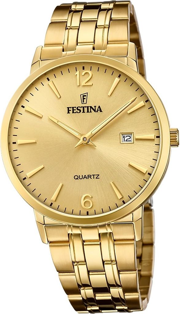 Festina Edelstahl Elegant Herren Uhr F20513/3 Armband-Uhr gold Klassik D2UF20513/3