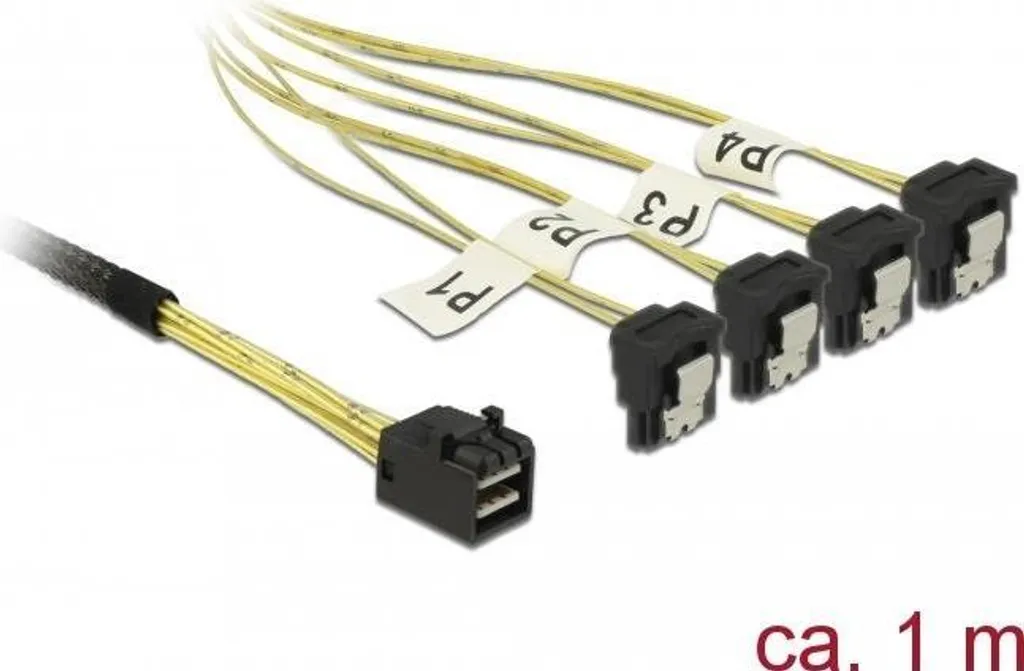 Câble SFF-8643 vers 4 SATA Coudés : Solution Câblage Serveur Étroit - 2