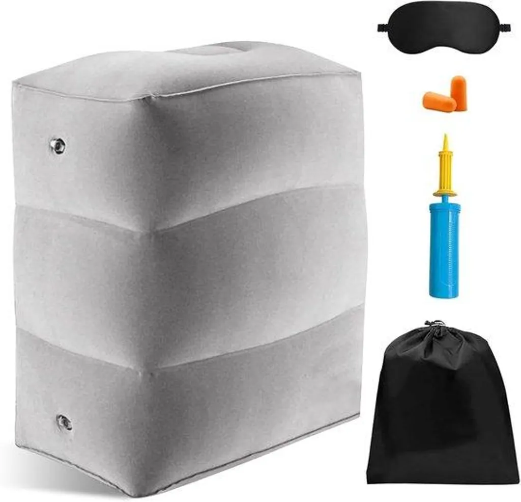 Coussin repose-pieds gonflable multi-positions en PVC floqué ultra doux