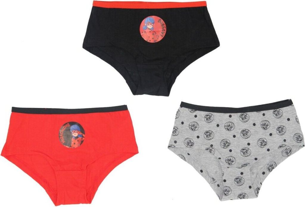 Miraculous Ladybug 3er Pack Unterhosen Slips 100% Baumwolle Produktbild 