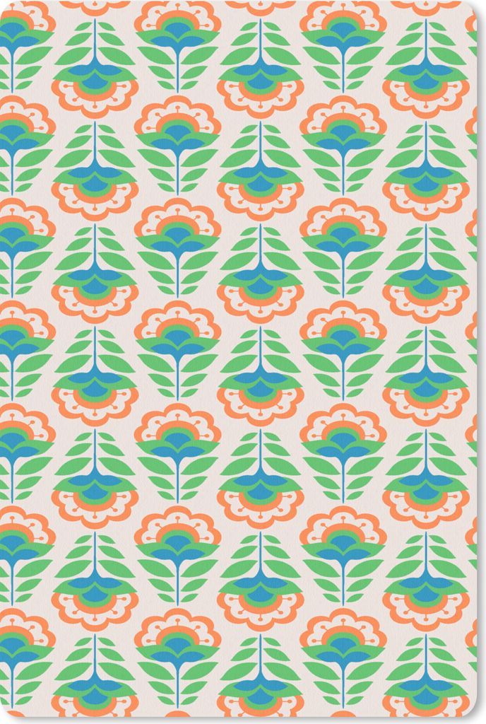 MuchoWow Mauspad Mousepad Retro - Blumen - Design - Grün - Orange 40x60 cm - Mousepads - Maus Mat - Pad - Mausunterlage - Schreibtisch Accesoire