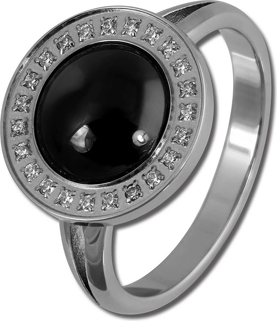 Amello Zirkonia Ring Damen Gr. 58 Edelstahl Keramik silber schwarz D2ESRX30S58