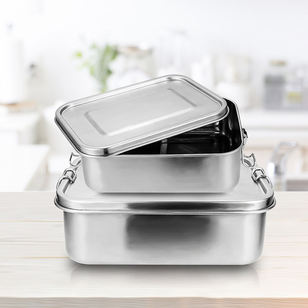 Fiqops Lunchbox Lunchbox Edelstahl auslaufsicher, Herausnehmbaren Trennwand, Lunch-Boxen Leicht zu Reinigen,Robusten und kunststofffreien bento box...