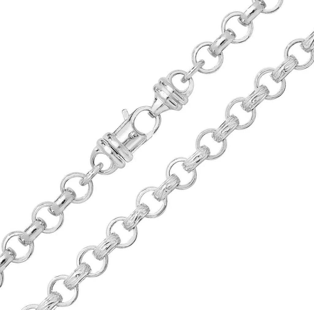 Chaine Argent 925 Anti-Ternissement Maille Entrelacée Durable 7mm 51cm