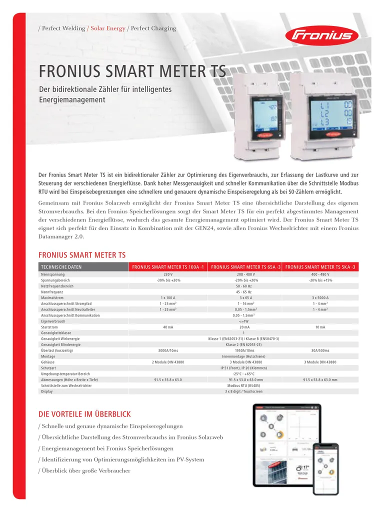 Fronius Smart Meter TS 100A-1 Haute Précision avec Écran LCD Intégré