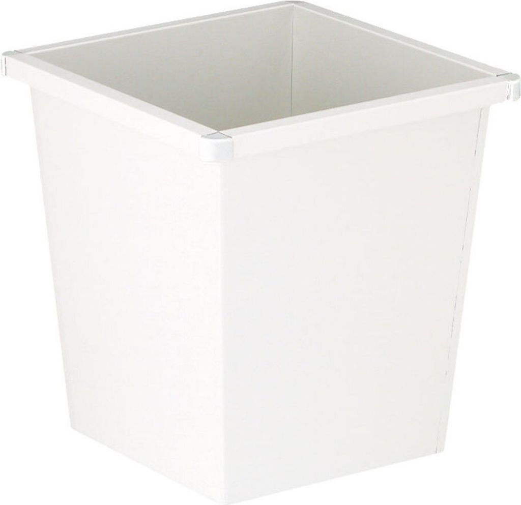Viereckiger Papierkorb aus Metall mit Stoßecken aus Kunststoff | 27 Liter, HxBxT 36,1x34,2x34,3 | Weiß