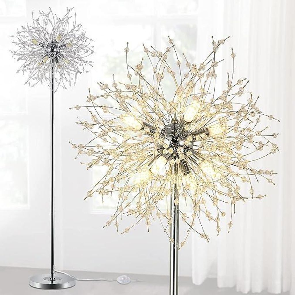 Moderne kristallen vloerlamp, 8-vlammige sierlamp met Productafbeelding 