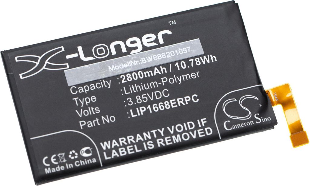 vhbw Akku Ersatz für Sony LIP1668ERPC für Handy Smartphone Telefon (2800 mAh, 3,85 V, Li-Polymer)