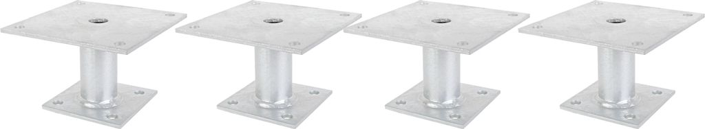 Alberts 4 x Pfostenträger, Platte 150x100 mm, Rohr-Ø 42 mm, feuerverzinkt, zum Aufschrauben