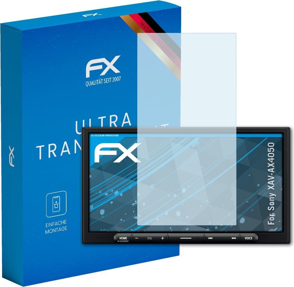 atFoliX FX-Clear 3x Schutzfolie kompatibel mit Sony XAV-AX4050 Displayschutzfolie