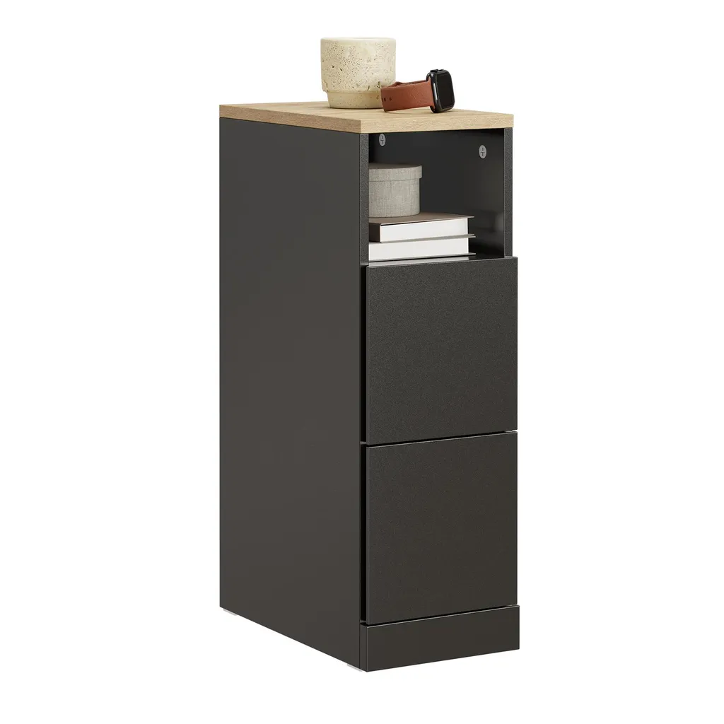 SoBuy FBT149-SCH Table de Chevet Noire avec Tiroirs Design Moderne