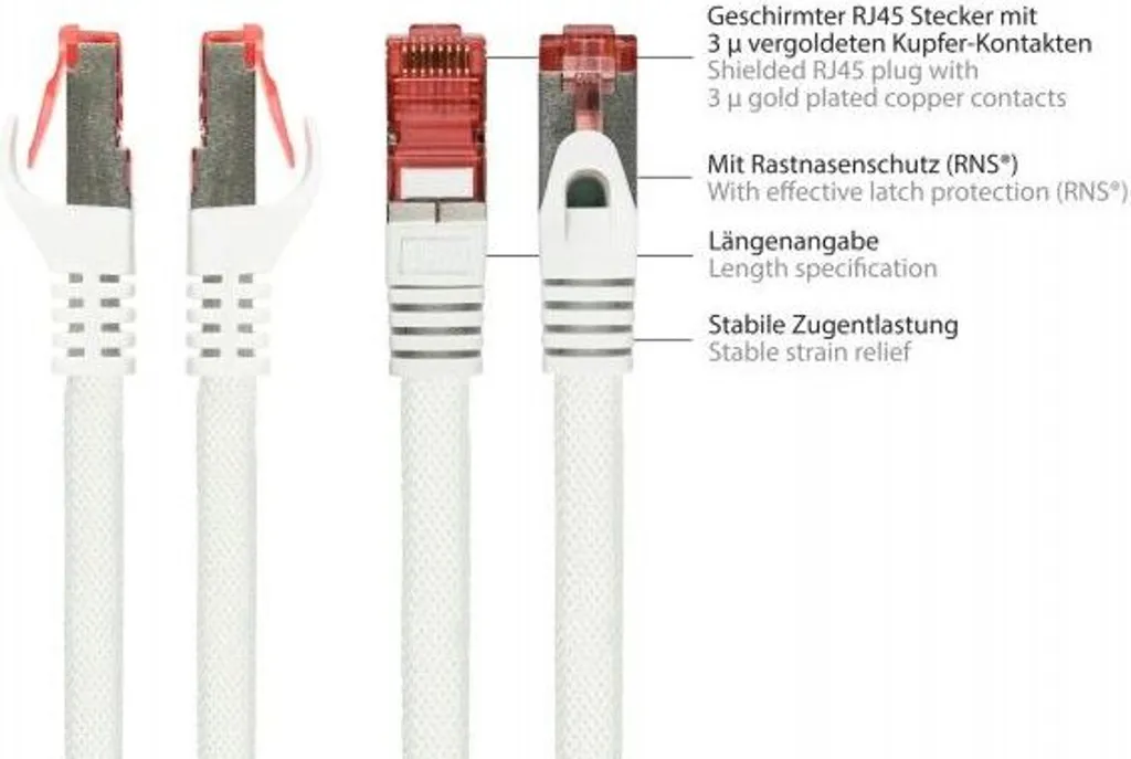 Patch Cable Cat6 Python 0,25m Nylon | Bianco | Ideale per Patch Panel - 1
