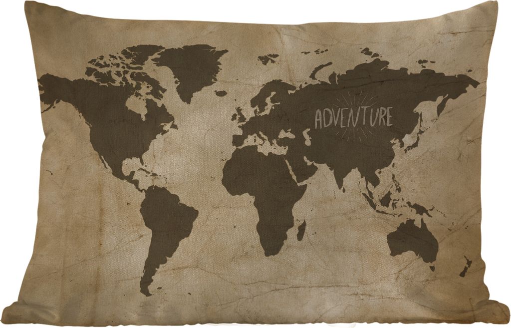 MuchoWow Outdoor Kissen - Weltkarte - Zitat - Vintage - 50x30 cm - Wetterfest - Lounge Kissen - Sofa kissen - Wohnzimmer Dekoration