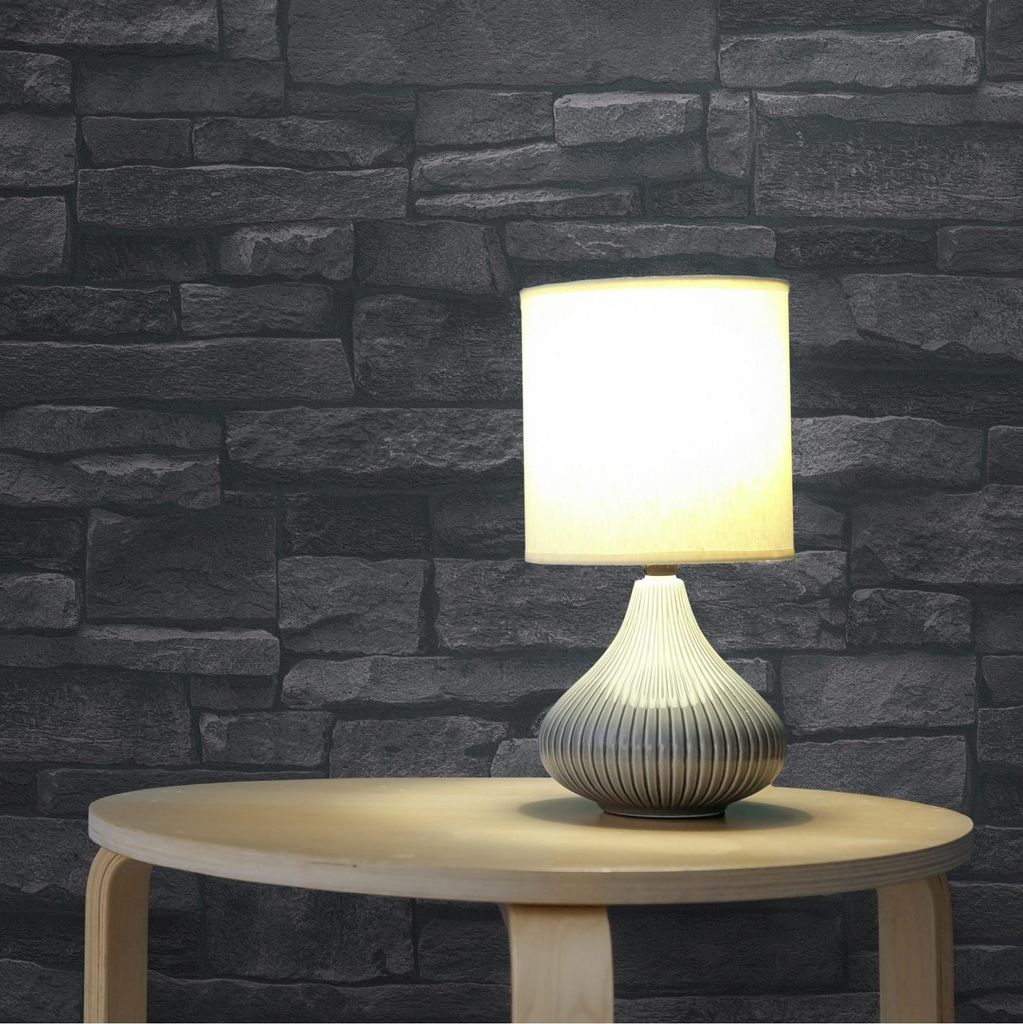 Tapete Steine M1-No.11556 Vliestapete Stein-Optik Schwarz Anthrazit 3D Steinoptik