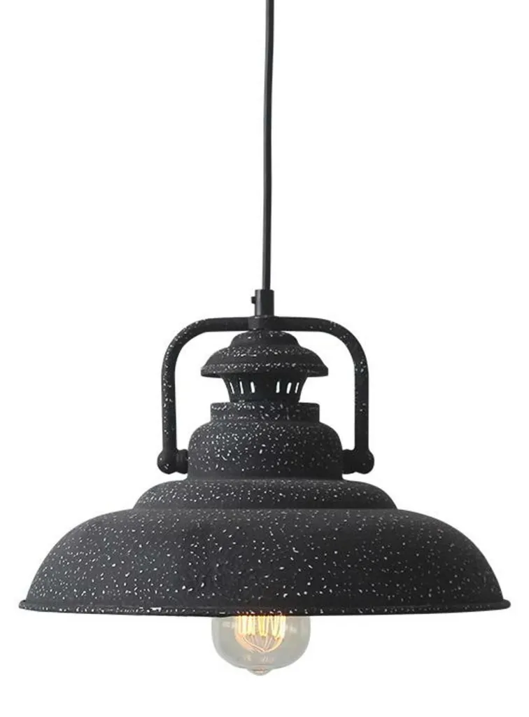 Suspension vintage ACA KS184331BW lustre rétro industriel noir
