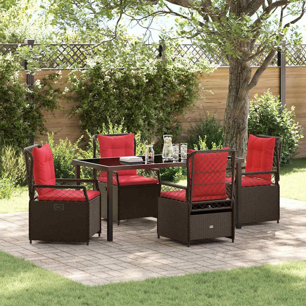 Maison Exclusive - Garten Essgruppe 5 pcs Braun Poly-Rattan