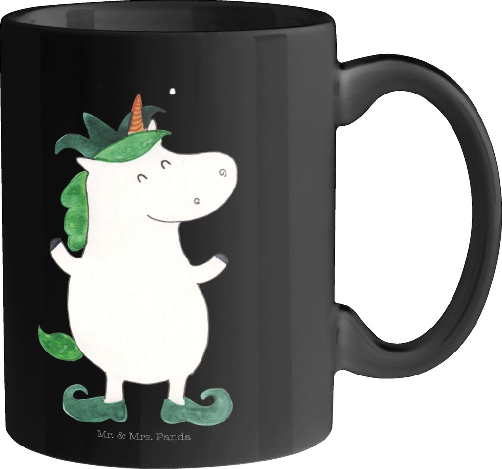 Mr. & Mrs. Panda Tasse Einhorn Joker - Schwarz - Geschenk, Unicorn, Mittelalter, kaffeetasse keramik, Kasper, Teetasse, Einhörner, Keramiktasse, K...