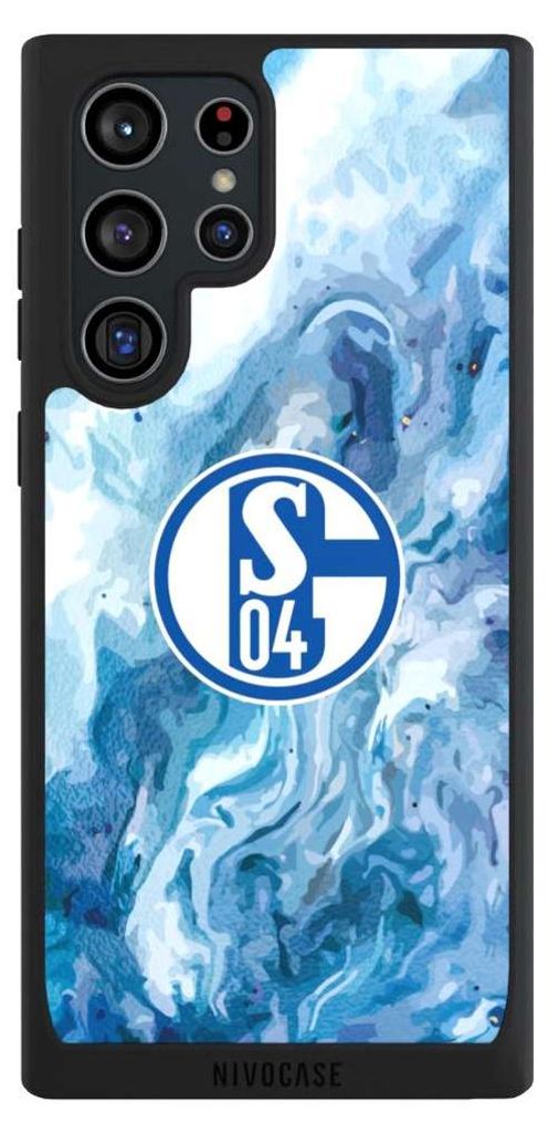 NIVOCASE Handyhülle für Samsung Galaxy S22 Ultra Hülle NIVOpure Case Schwarz FC Schalke 04 Fanartikel Logo