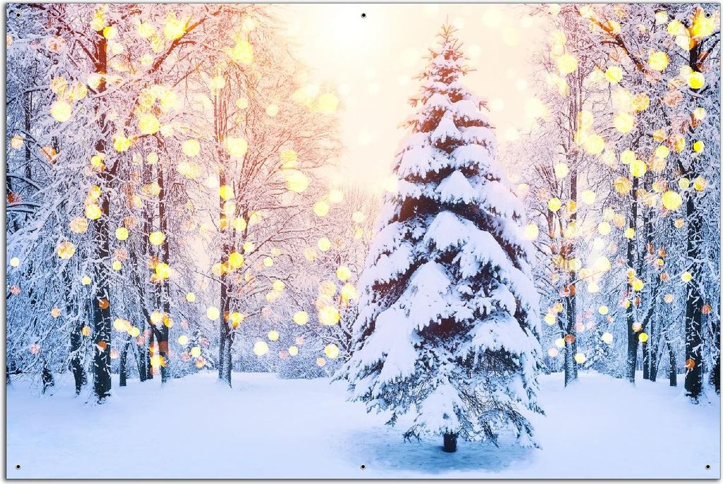 Wallario Outdoor-Poster für Garten oder Balkon, Motiv Winterzauber im Lichterglanz, in ca. 61 x 91,50 cm