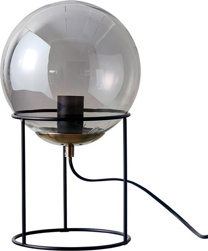 Tischlampe, Tischleuchte, Nachttischlampe, Schreibtischlampe, LED Leselampe, Moon Rauchglas/Messing