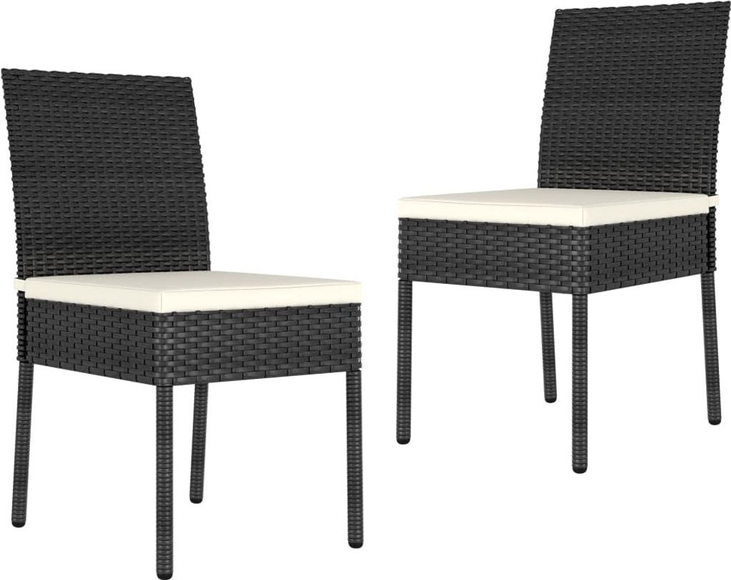 Garten-Essstühle 2 Stk. Poly Rattan Schwarz