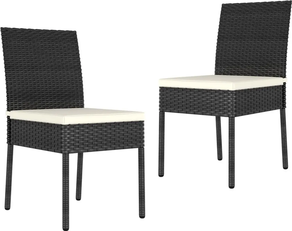 Sedie Giardino 2 pz Polyrattan Nero | Resistenti e Moderne The Living Store