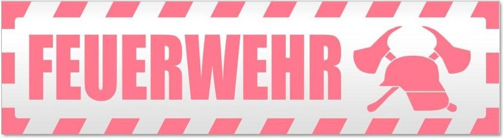 Kiwistar - Autoaufkleber - Hellrosa - 20 x 5,3 cm - Feuerwehr Motiv 2 gestreift - Hinweis Aufkleber Sticker für Auto, Kfz, Fahrrad, PKW, LKW