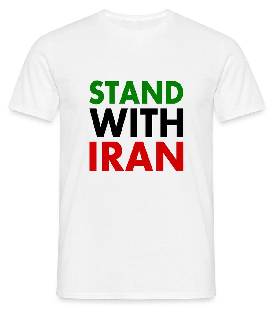 Spreadshirt Stand With Iran Männer T-Shirt, 4XL, Weiß