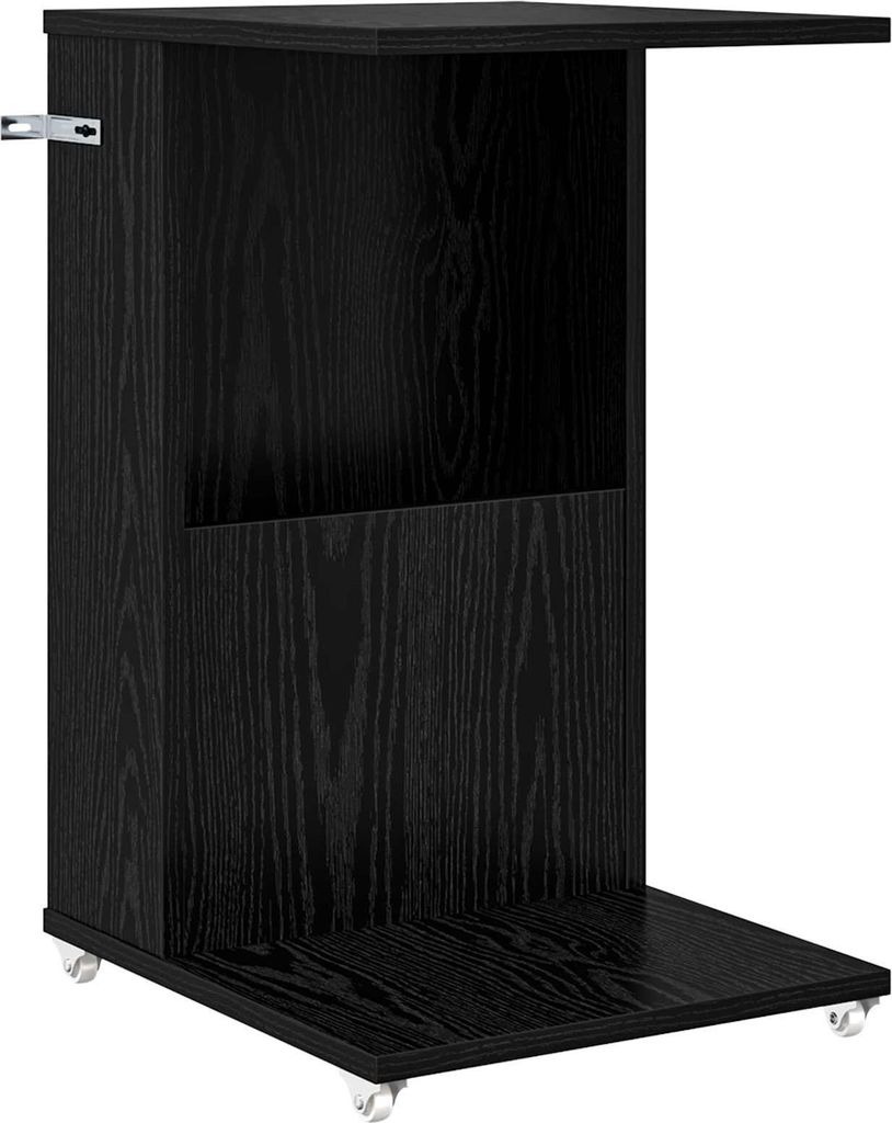 Beistelltisch Mit Rad Schwarz Eichen-Optik 40 x 35 x 60 cm