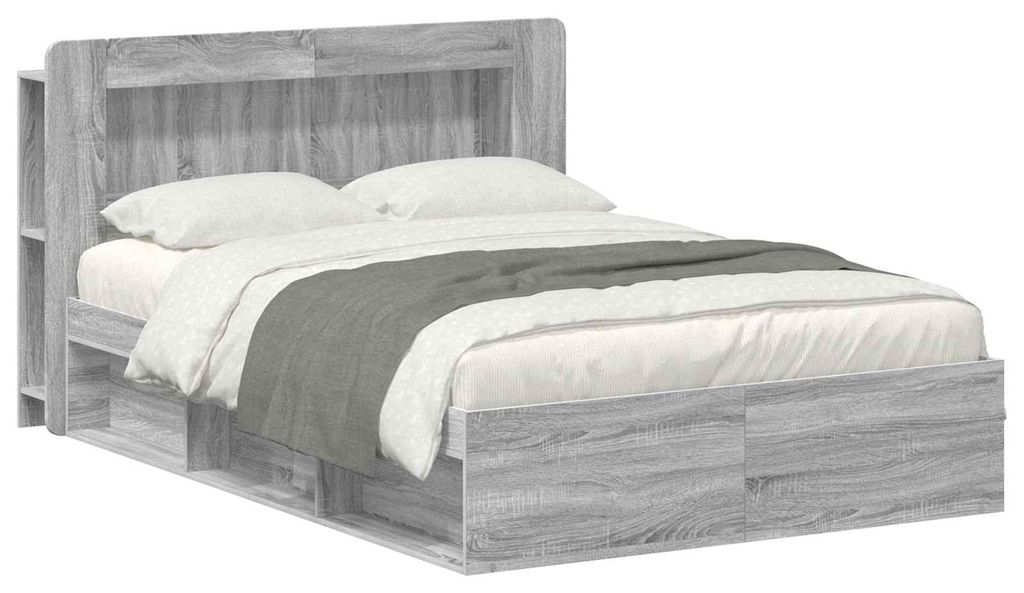 vidaXL Bettgestell mit Stauraum Grau Sonoma 160 x 200 cm Holzwerkstoff
