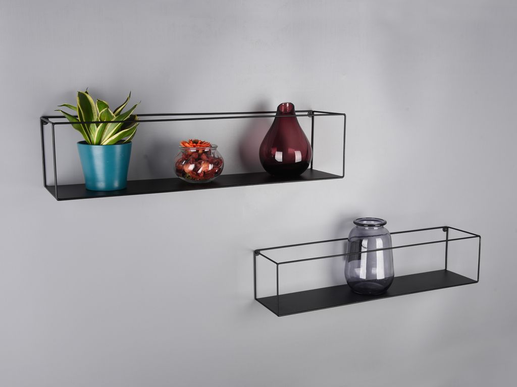 Industriedesign Wandregale aus Metall schwarz - Drahtkörbe Produktbild 