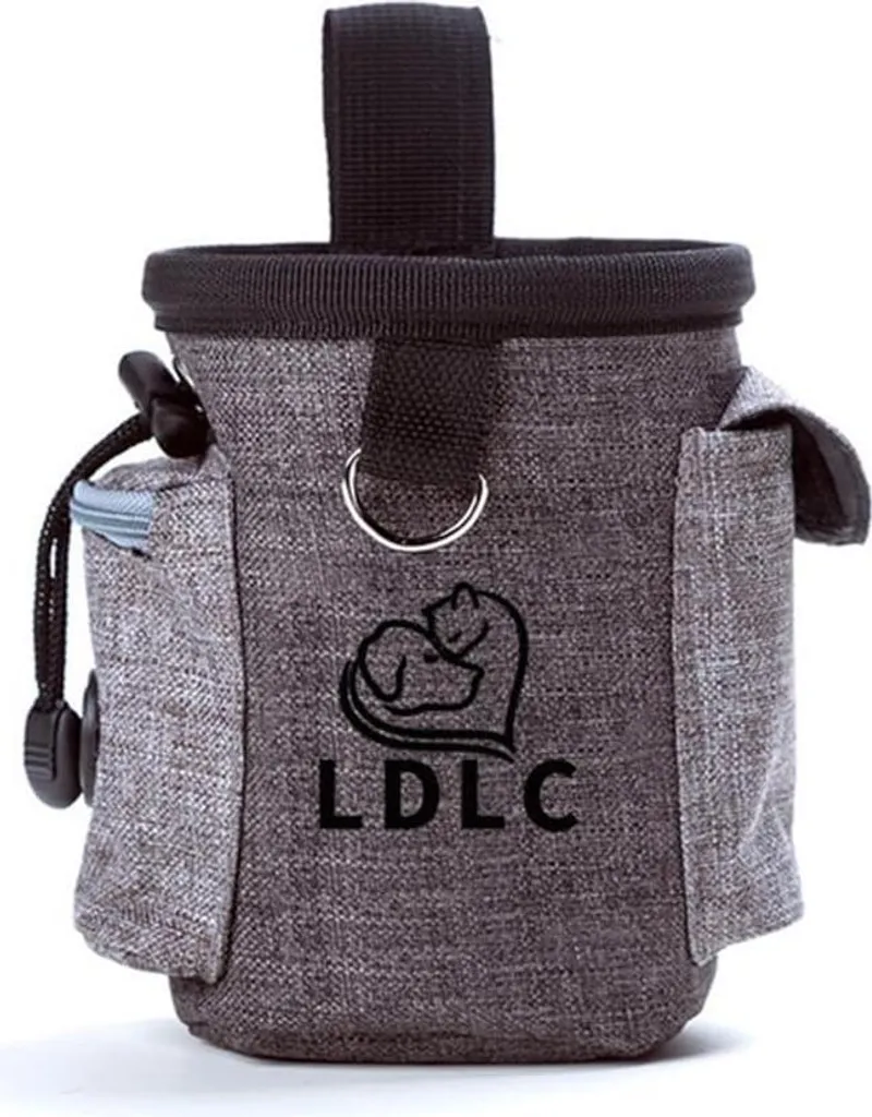 Sac nourriture chien anti-odeur gris avec rangement sacs à crottes