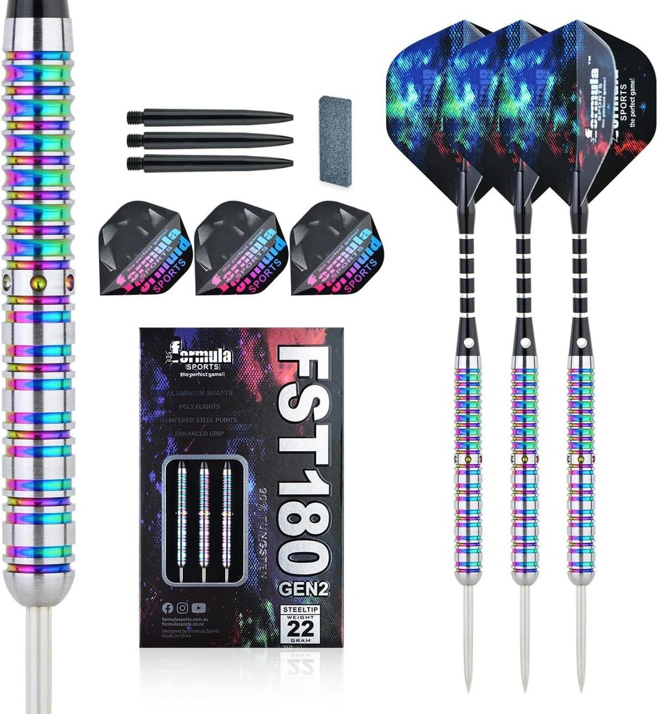 90% Tungsten Steel Tip Darts Set mit Metallspitzen – Professionelles Steeldart Set mit 2 Flight- und Shaft-Varianten, erhältlich in 23 g
