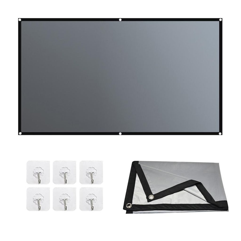 84 Zoll HD-Projektorleinwand, tragbarer 3D-Filmprojektor-Bildschirm, Vorhang-Wandmontage, weiße Projektorleinwand, Filmleinwände für Projektoren