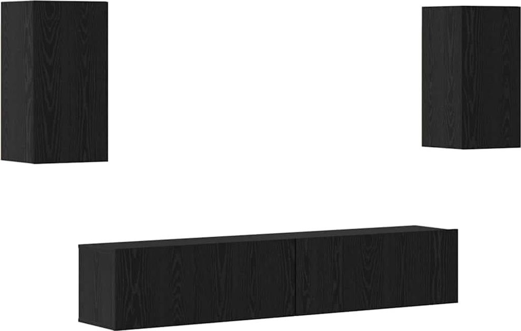 TV-Schrankset 4 pcs Schwarz Eichen-Optik Holzwerkstoff