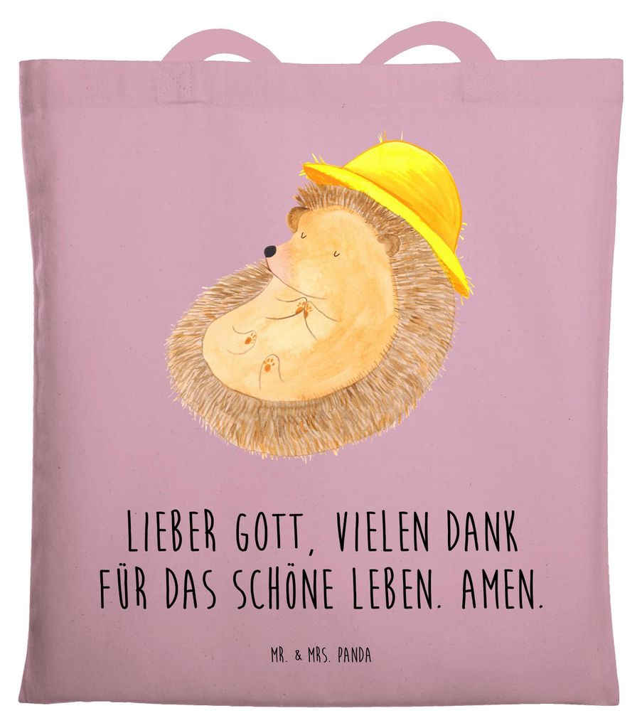 Mr. & Mrs. Panda Baumwollbeutel Igel Beten - Rosa Pastell - Geschenk, Schultasche, Leben, Uni Tasche, Lustige Sprüche, Tote Bag, Baumwolltasche, D...