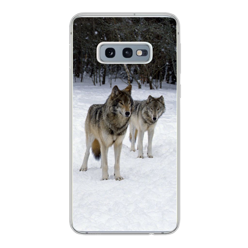 MuchoWow Handyhülle Schutzhülle Hülle für Samsung Galaxy S10e Wolf - Schnee - Kanada Silikon Softcase Handy Hülle - Handy