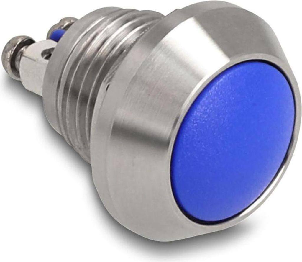 DELOCK Drucktaster zum Einbau 12 mm 2 x Schraubklemme blau