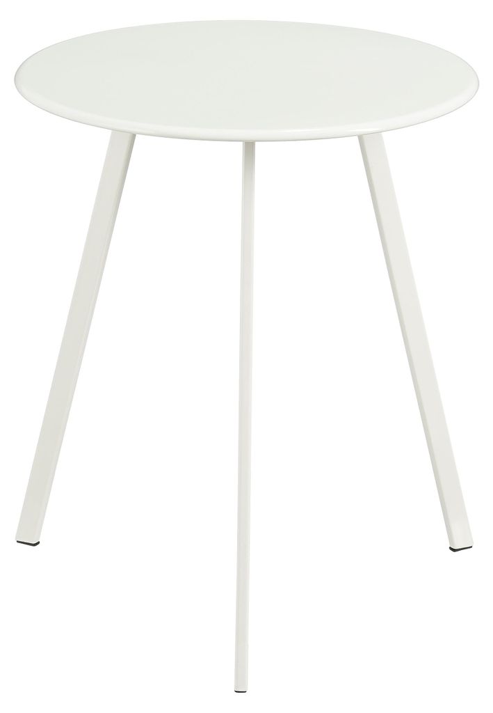 Mica Decorations Seattle Beistelltisch für Außenbereich - Runder Couchtisch - Pflanzentisch und Kaffeetisch - H45 x Ø38 cm - Metall - Weiss